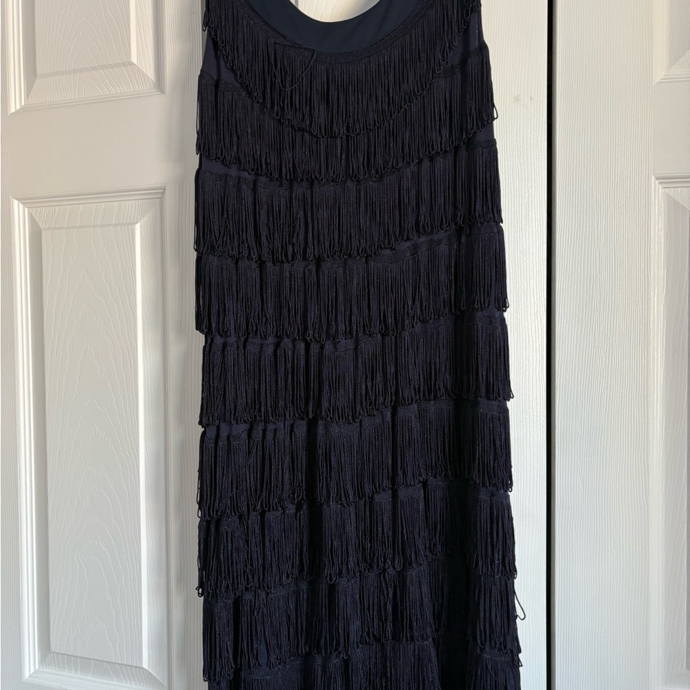 H&M Black Fringe Midi Dress